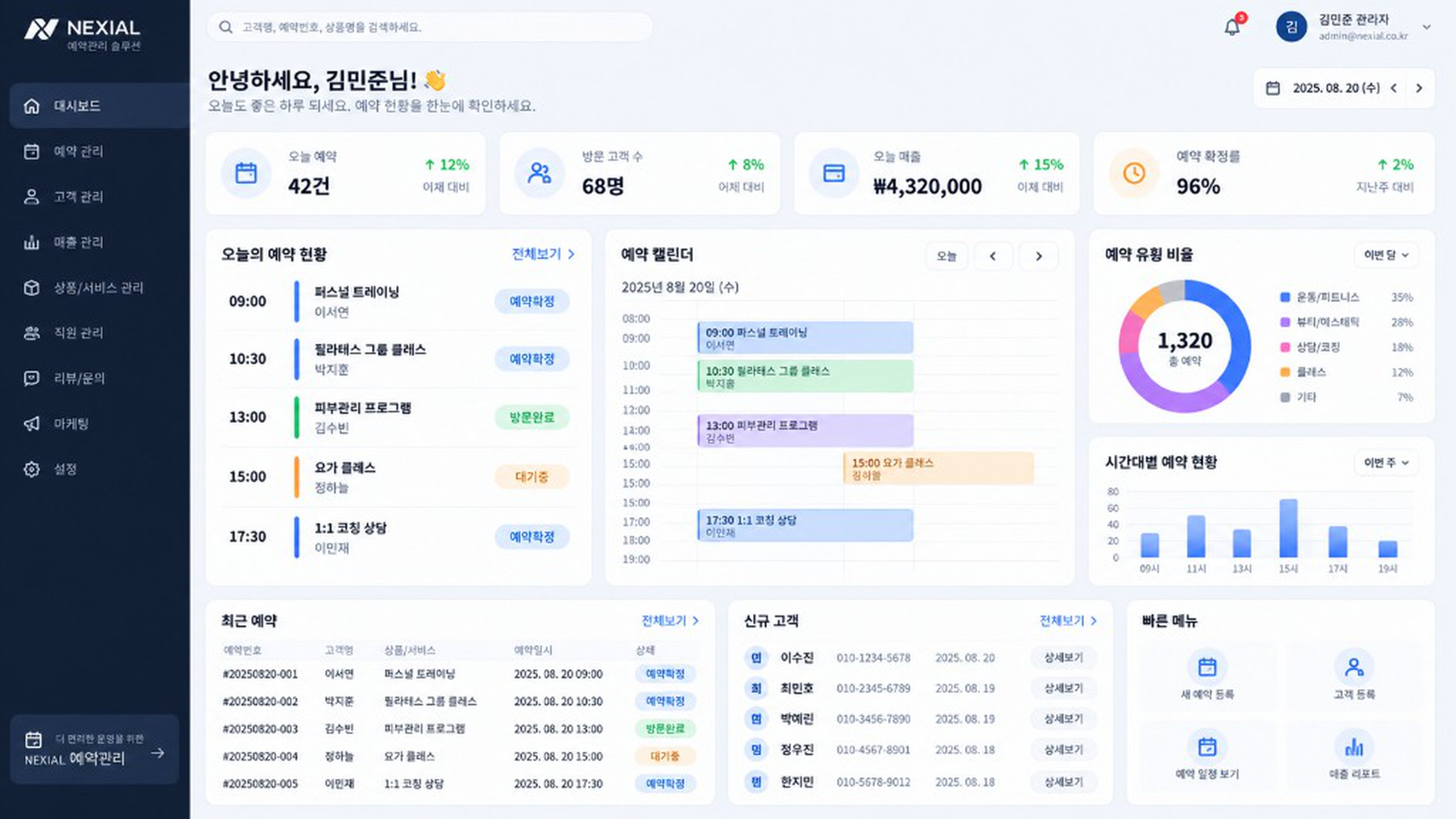 Nexial Booking 예약 현황 대시보드